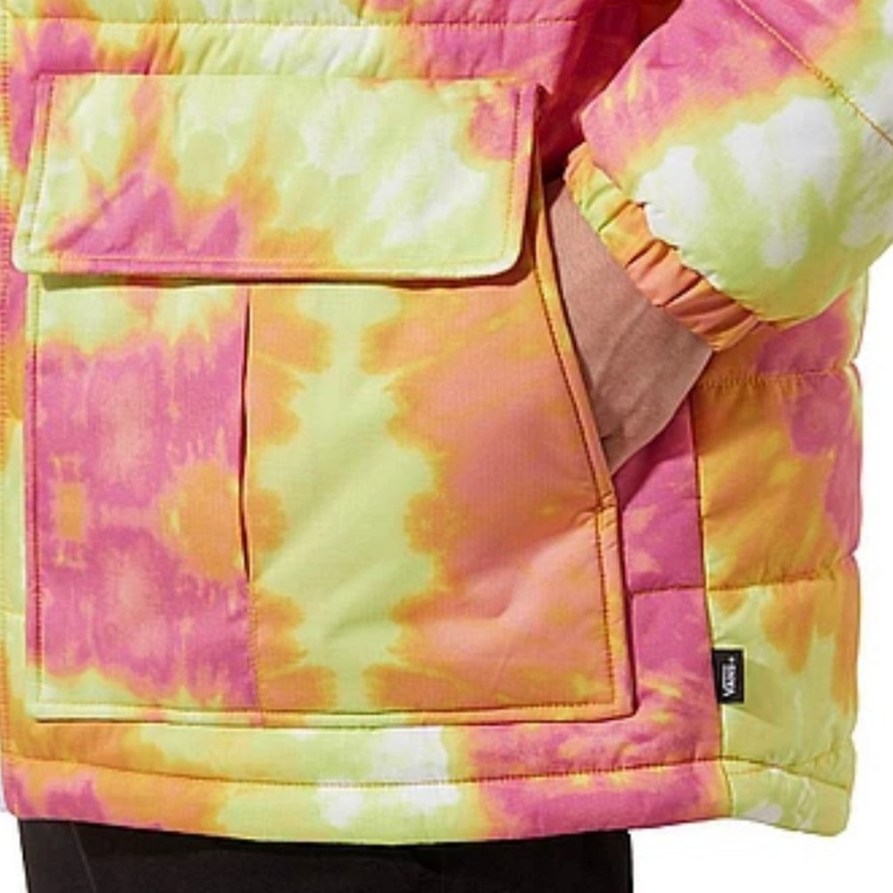 VANS Men's Size M VN0A457SBZX LAKEMONT MTE JACKET Hooded Zip YELLOW Pink TIE DYE - Picture 4 of 8
